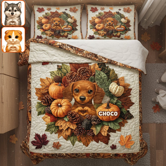 Welcome Fall - Personalized Dog Quilt Set