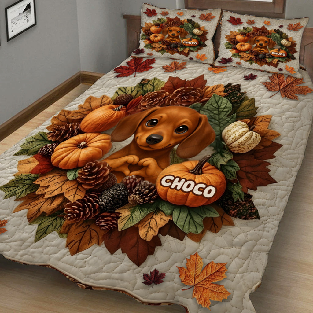 Welcome Fall - Personalized Dog Quilt Set
