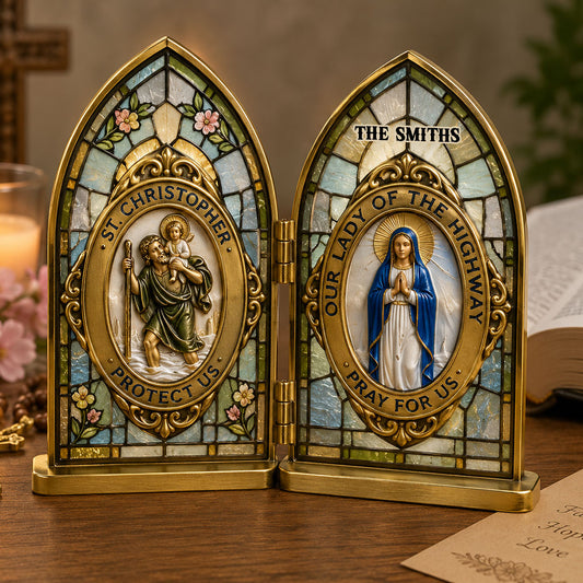 Pray For Us - Personalisierbares Christliches Acryl-Diptychon