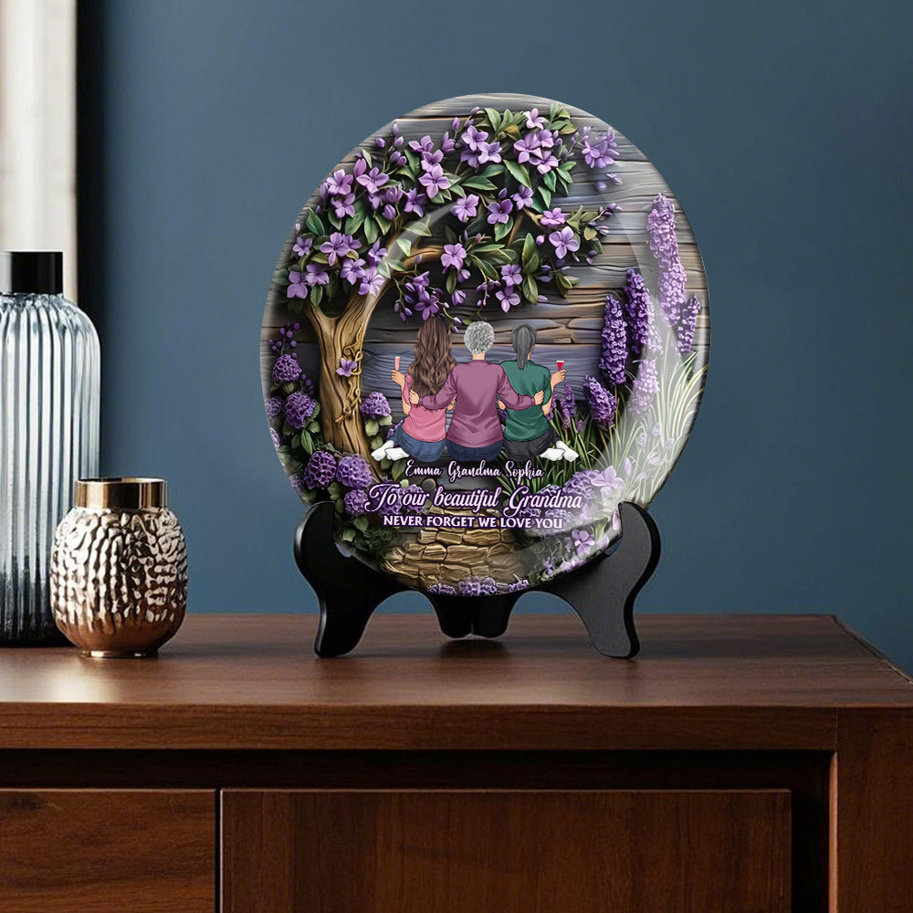 To Grandma Mother Never Forget We Love You - Personalized Grandma Ceramic Round Plate