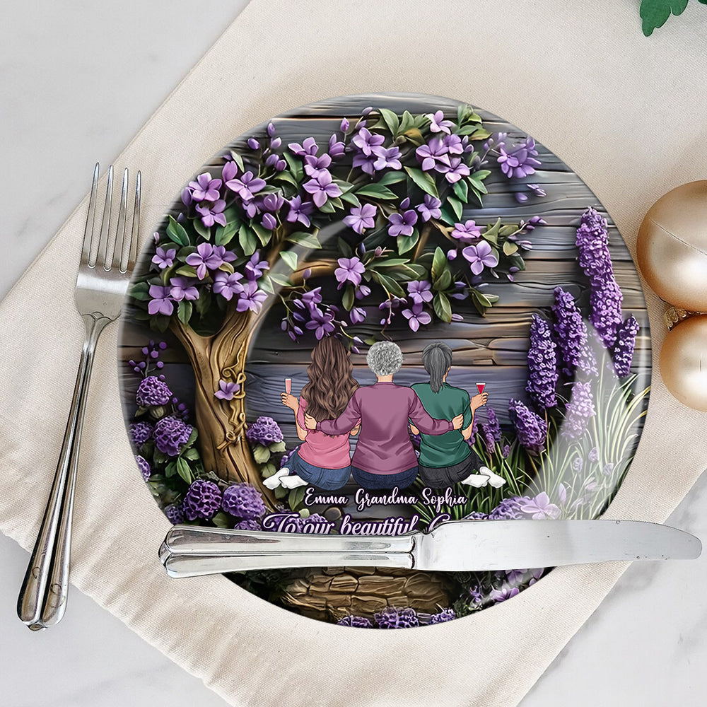 To Grandma Mother Never Forget We Love You - Personalized Grandma Ceramic Round Plate