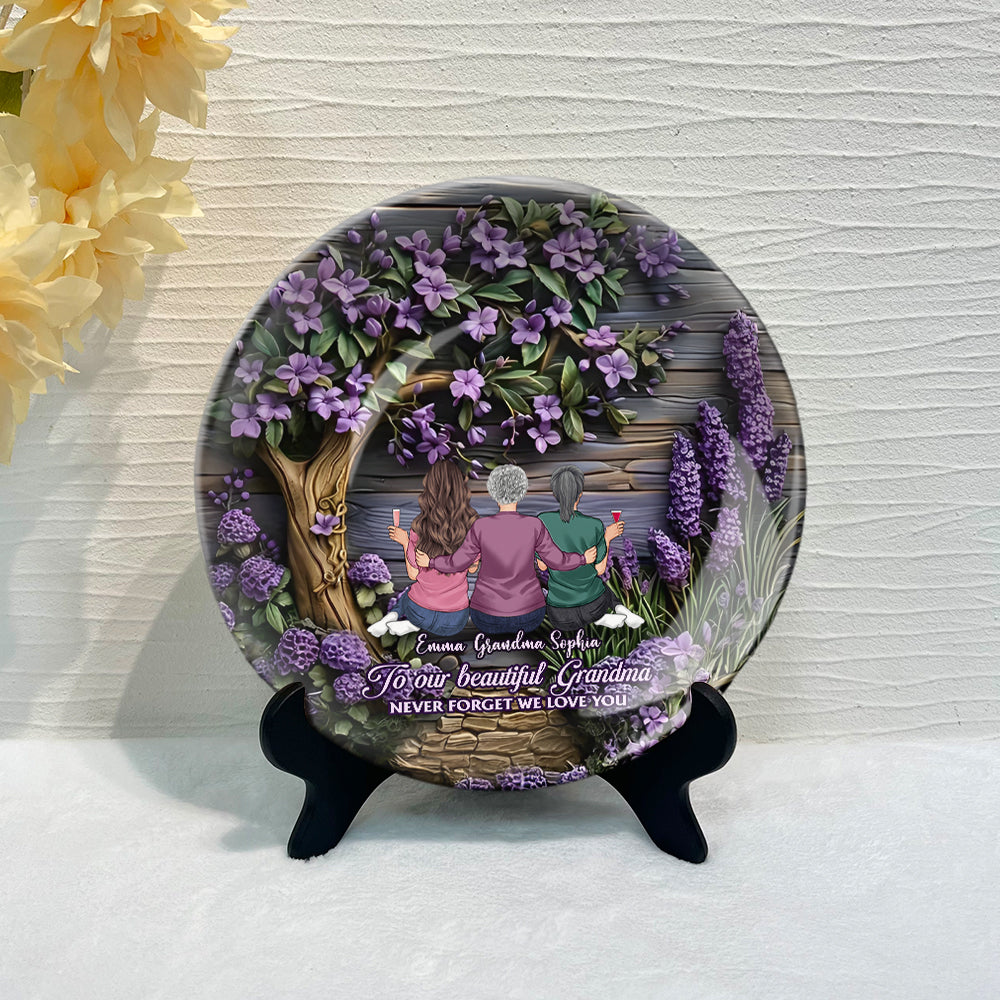 To Grandma Mother Never Forget We Love You - Personalized Grandma Ceramic Round Plate