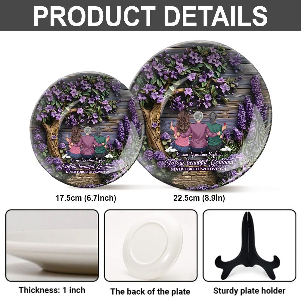To Grandma Mother Never Forget We Love You - Personalized Grandma Ceramic Round Plate