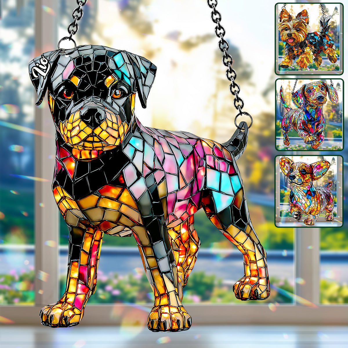 Ich liebe meinen Hund – Personalisierter Hunde-Fensterhänger-Sonnenfänger