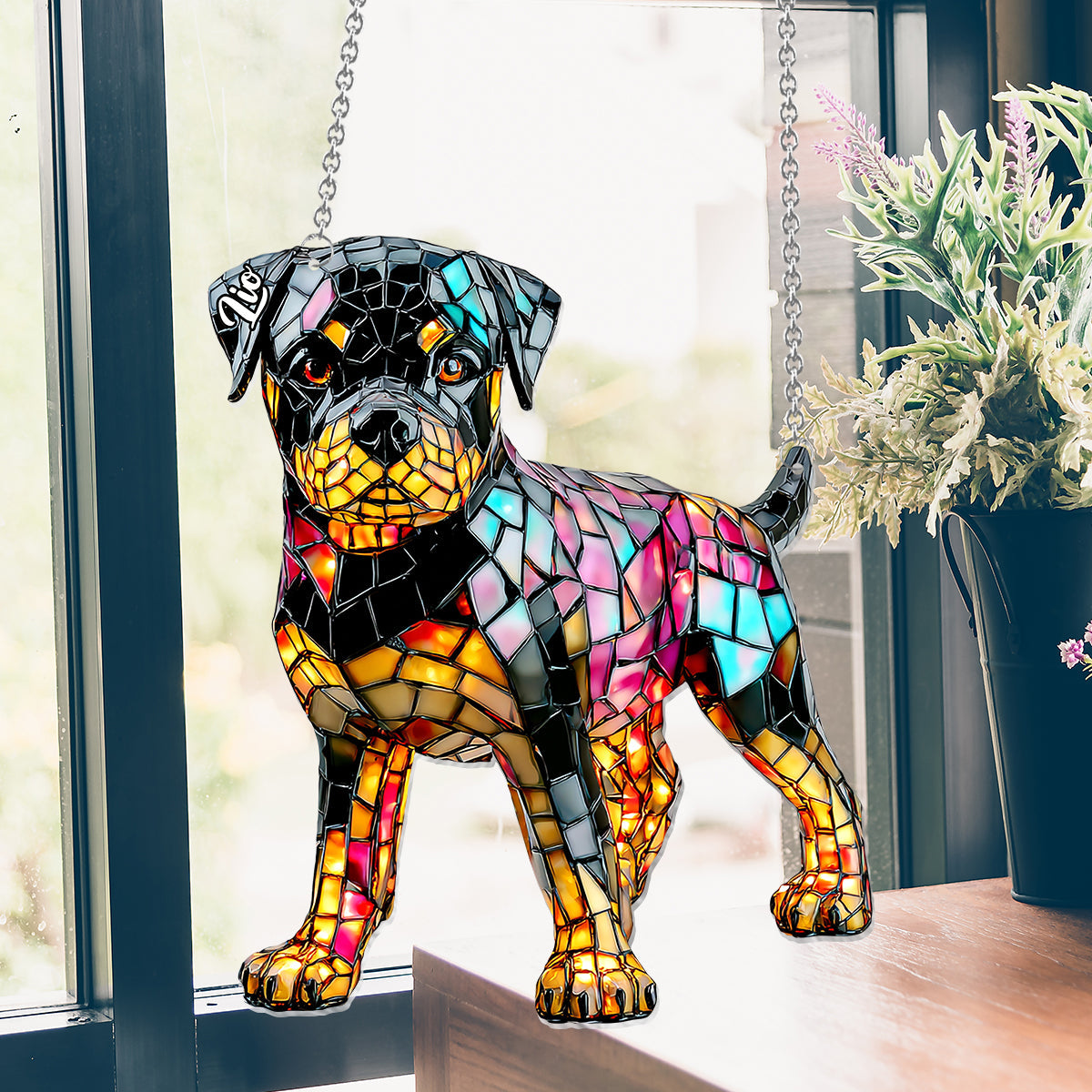 Ich liebe meinen Hund – Personalisierter Hunde-Fensterhänger-Sonnenfänger