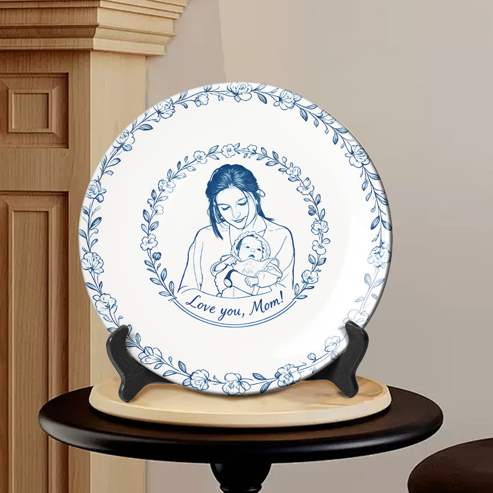 Individuell gestaltbarer runder Keramikteller „Mother“ nach Foto.