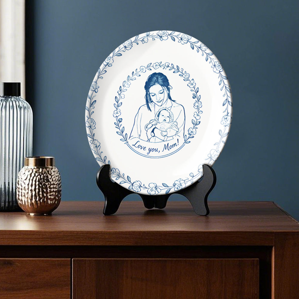 Individuell gestaltbarer runder Keramikteller „Mother“ nach Foto.