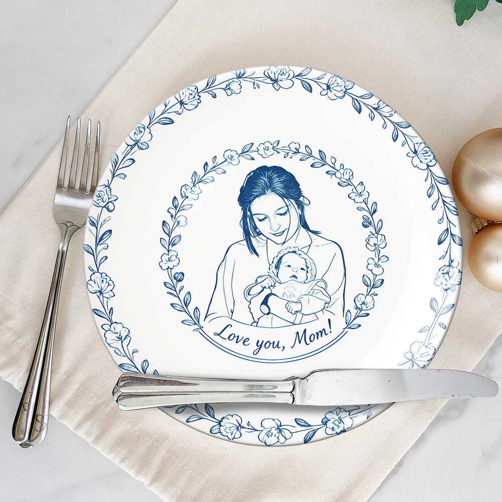 Individuell gestaltbarer runder Keramikteller „Mother“ nach Foto.