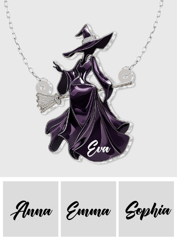 Beautiful Witch - Personalized Witch Custom Shaped Pendant Necklace