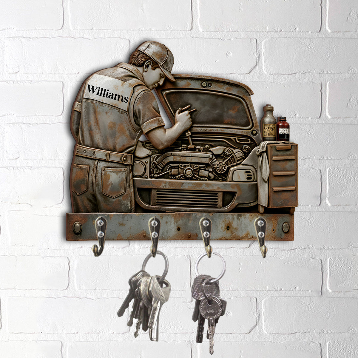 Mechanic Gift - Personalized Mechanic Custom Shaped Hanging Rack