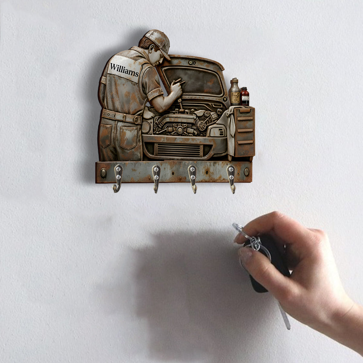 Mechanic Gift - Personalized Mechanic Custom Shaped Hanging Rack