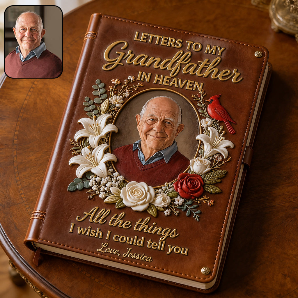 Letter To Heaven - Personalized Memorial Leather Journal