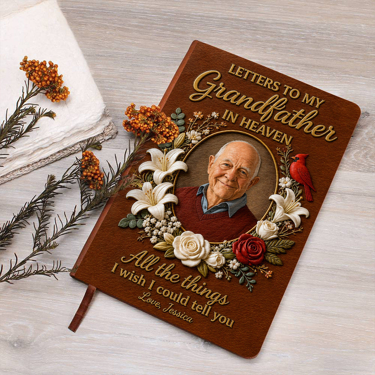 Letter To Heaven - Personalized Memorial Leather Journal