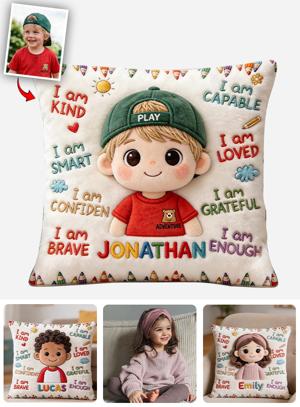 I Am Kind - Personalized Kid Faux Fur Square Pillow