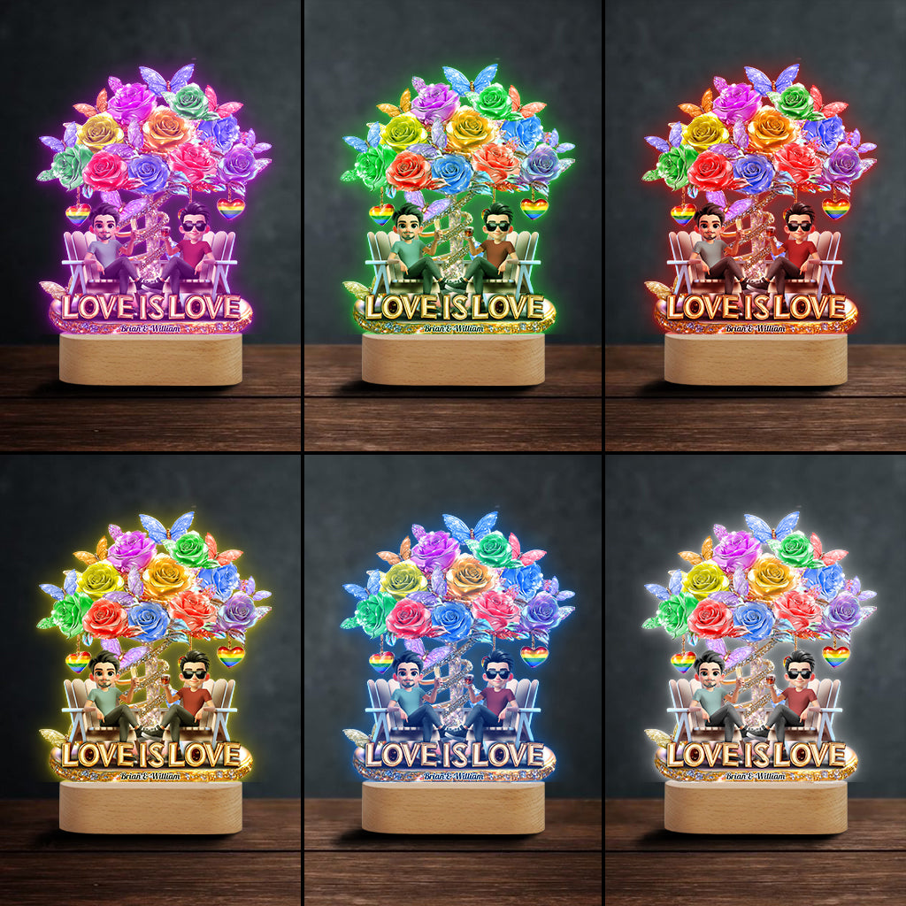 Love Is Love - Personalized LGBT Support Shaped Plaque Light Base