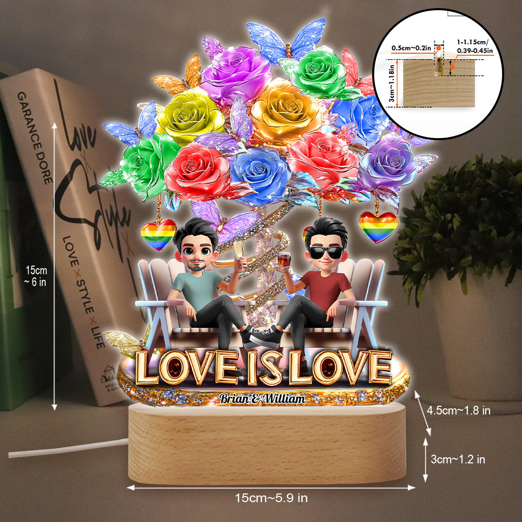 Love Is Love - Personalized LGBT Support Shaped Plaque Light Base