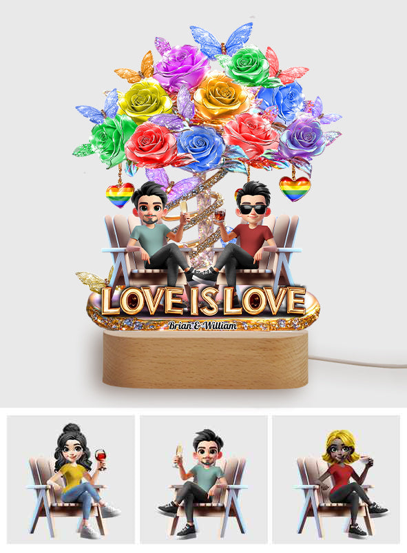 Love Is Love - Personalized LGBT Support Shaped Plaque Light Base