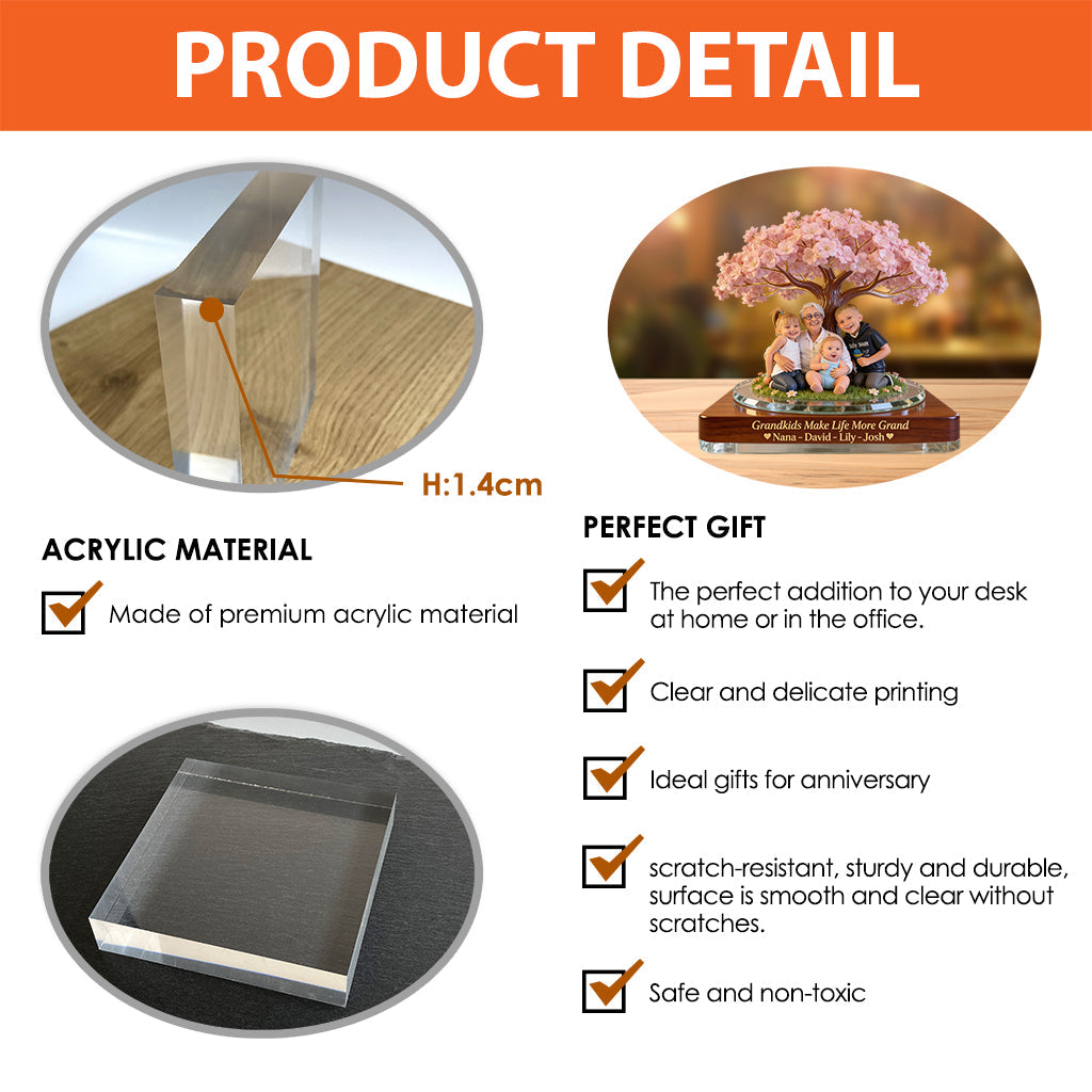 Enkelkinder machen das Leben schöner – Personalisierte, individuell geformte Acrylplakette für Oma