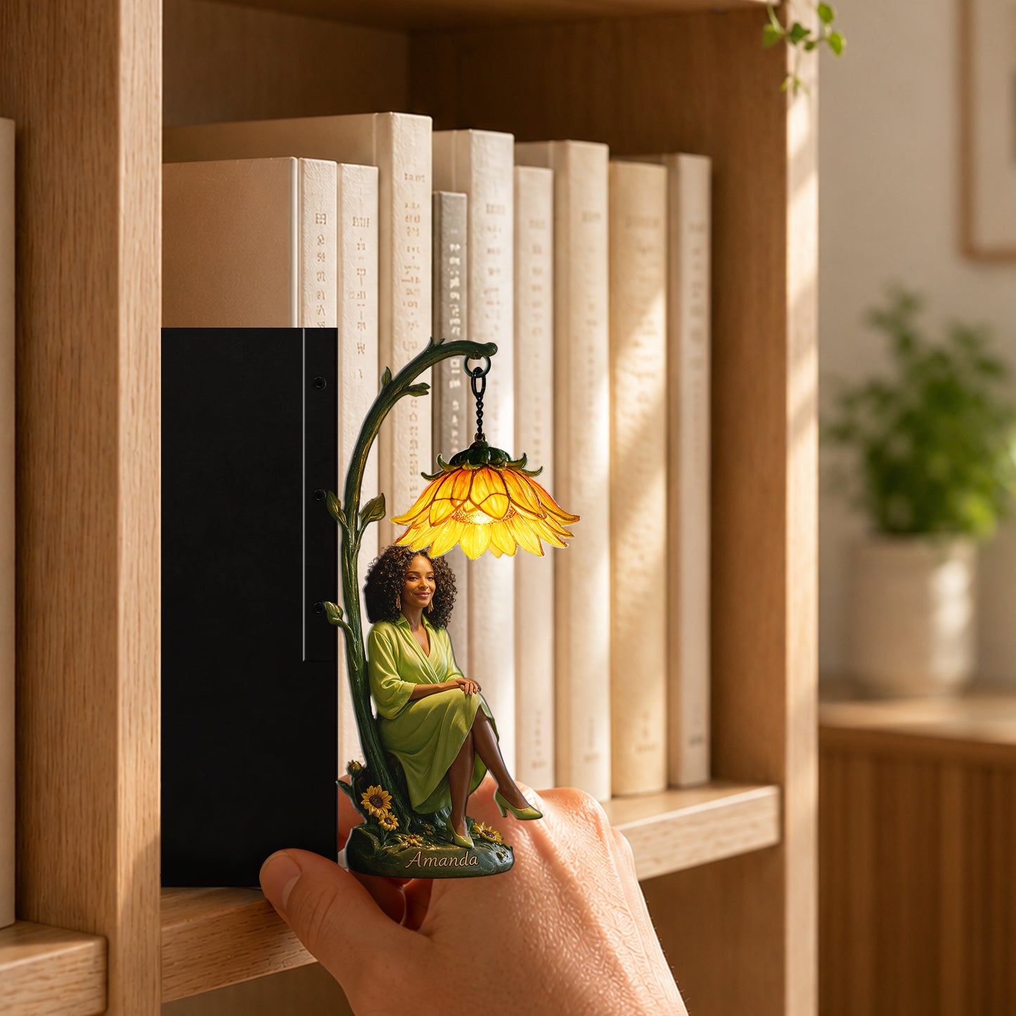 Custom Any Photo Birthmonth Flower - Personalized Self Love Bookshelf Lamp