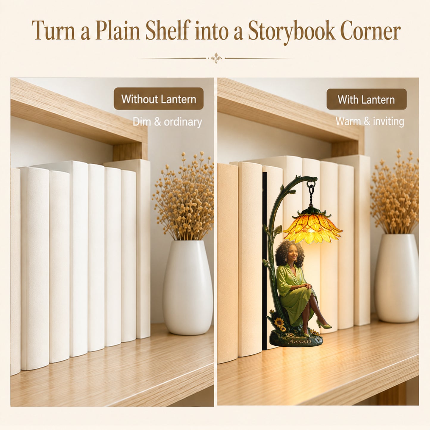 Custom Any Photo Birthmonth Flower - Personalized Self Love Bookshelf Lamp