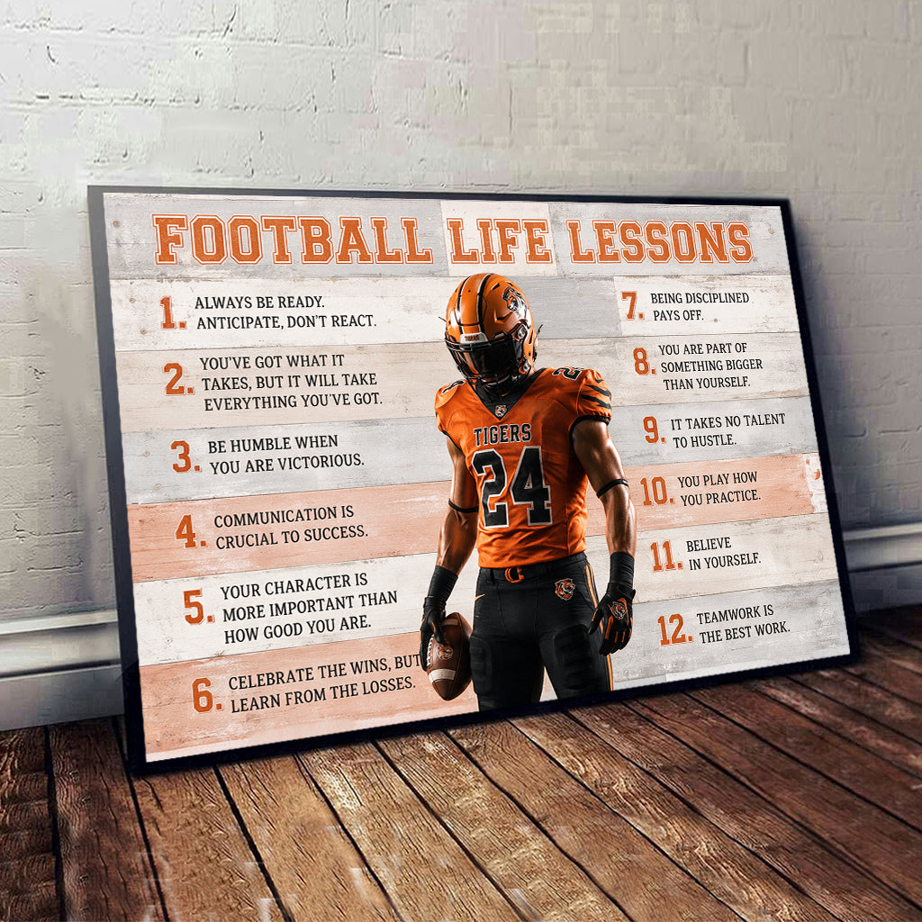 Gift For Sport Kid, Custom Any Sport & Any Photo - Personalized Football Canvas And Poster