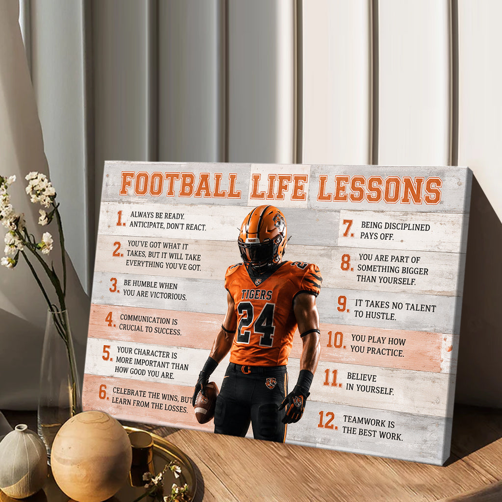 Gift For Sport Kid, Custom Any Sport & Any Photo - Personalized Football Canvas And Poster