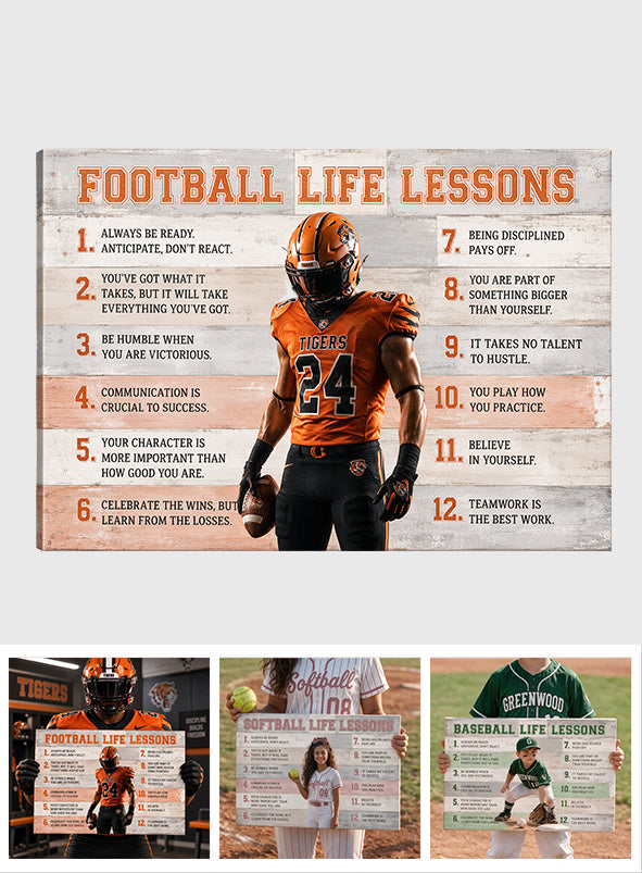 Gift For Sport Kid, Custom Any Sport & Any Photo - Personalized Football Canvas And Poster