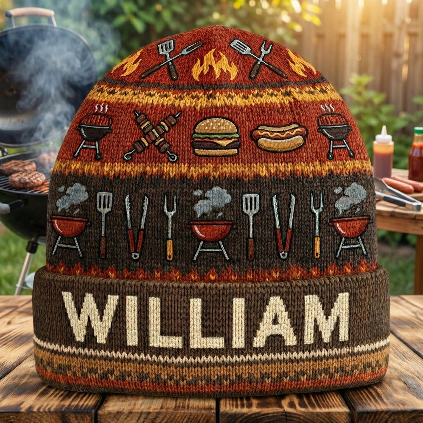 Lustige Grillmeister-Mütze – personalisierte Gartenmütze
