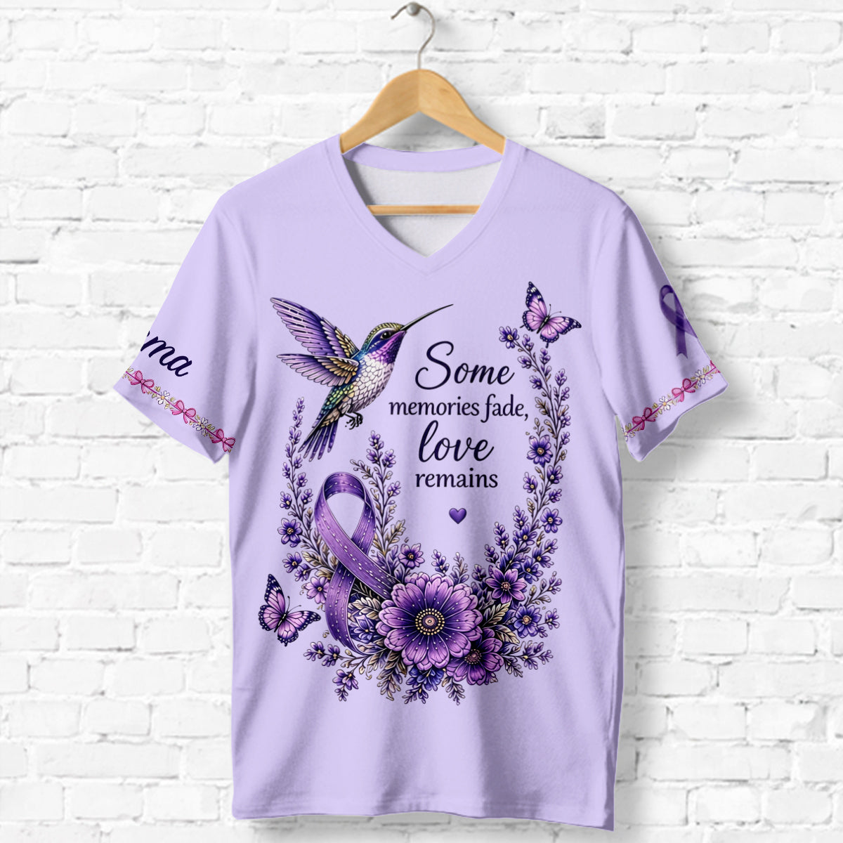 Fight Against Alzheimer, Alzheimer Awareness Gift - Personalized Alzheimer Awareness Fully Printed V-Neck T-Shirt