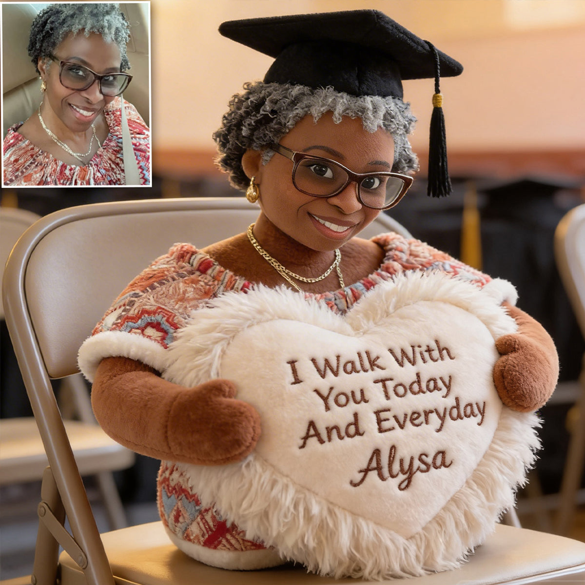 I Walk With You Today And Everyday - Personalized Graduation Premium Faux Fur Pillow