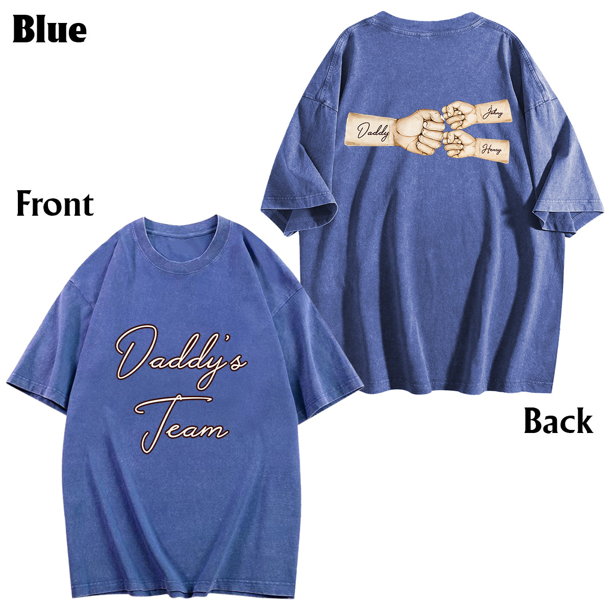Daddy's Team Fist Bump - Personalisiertes Vater-Wasch-T-Shirt