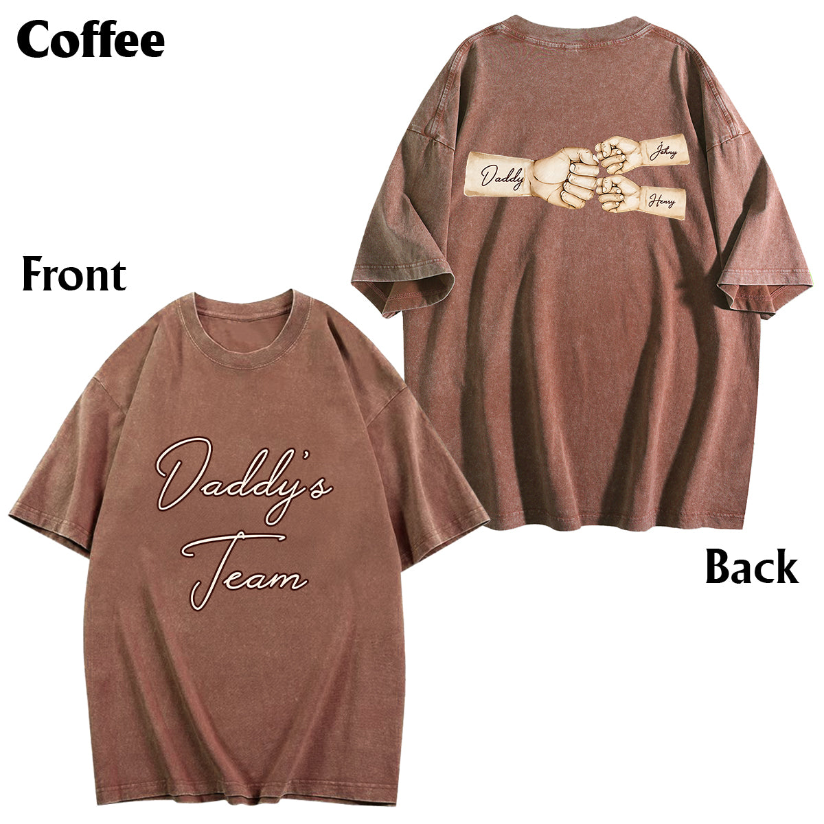 Daddy's Team Fist Bump - Personalisiertes Vater-Wasch-T-Shirt