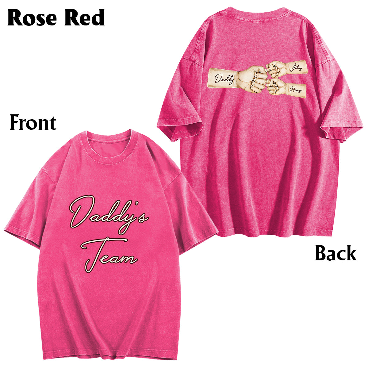 Daddy's Team Fist Bump - Personalisiertes Vater-Wasch-T-Shirt