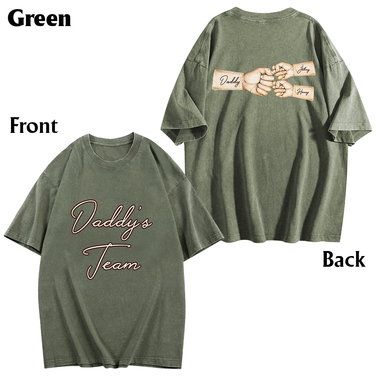 Daddy's Team Fist Bump - Personalisiertes Vater-Wasch-T-Shirt