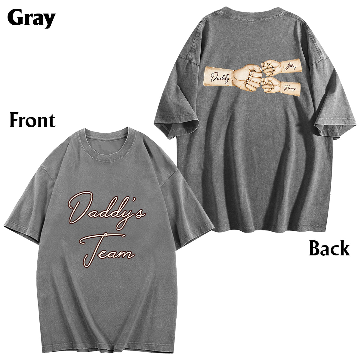Daddy's Team Fist Bump - Personalisiertes Vater-Wasch-T-Shirt