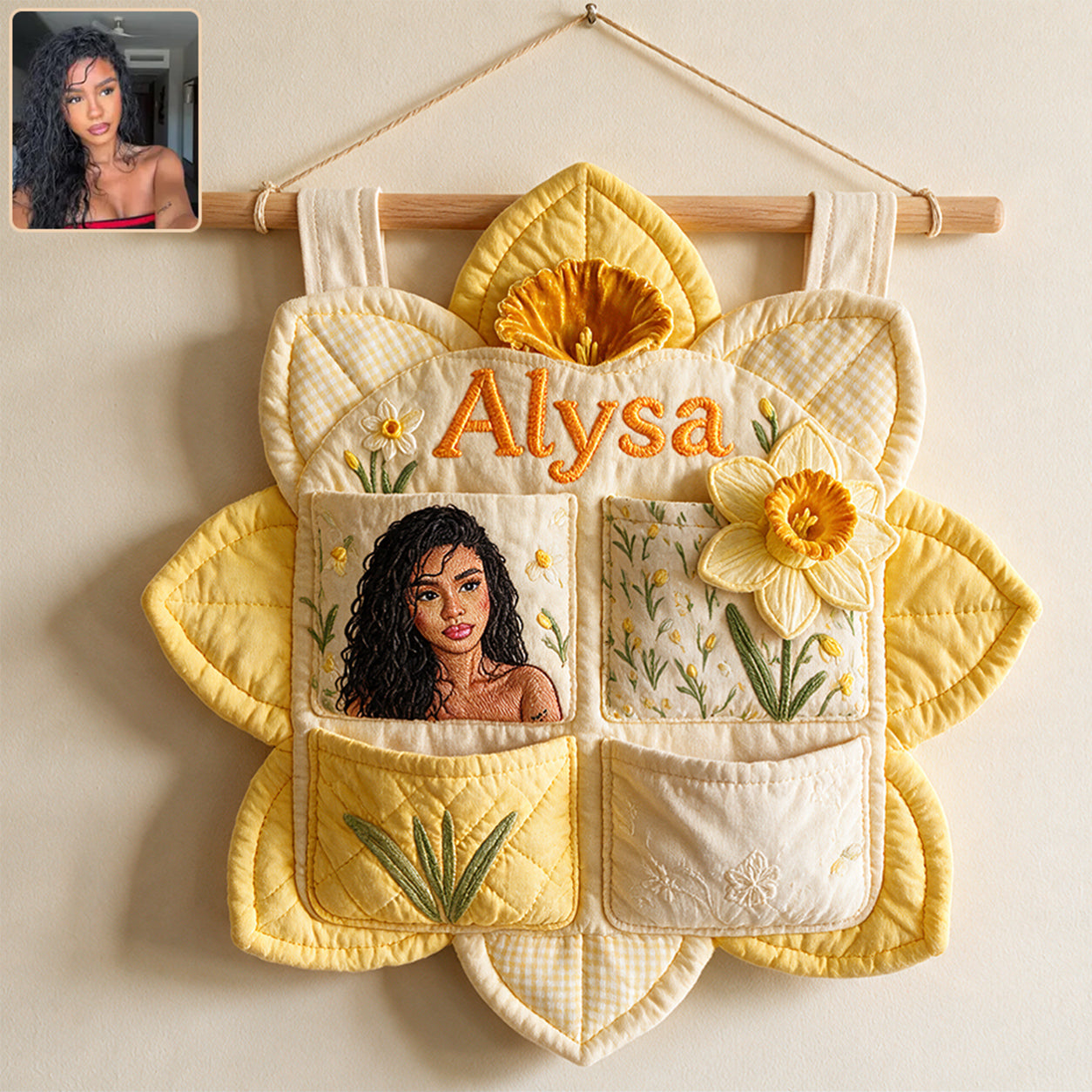 Custom Birth Flower Hanging Organizer - Personalized Self Love Hanging Organizer