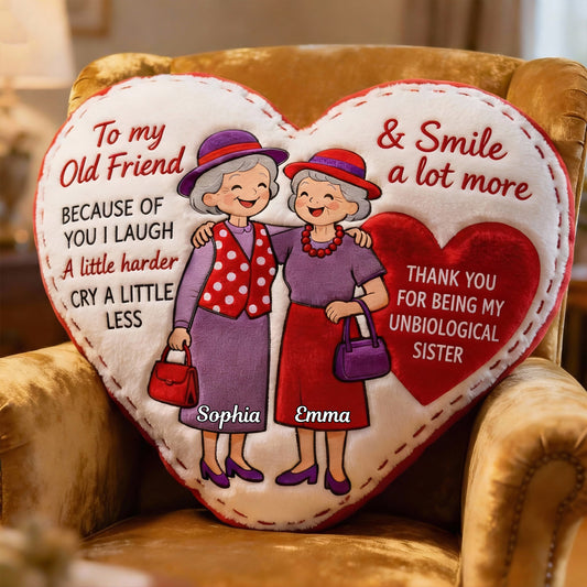 Old Friends - Personalized Bestie Faux Fur Shaped Pillow