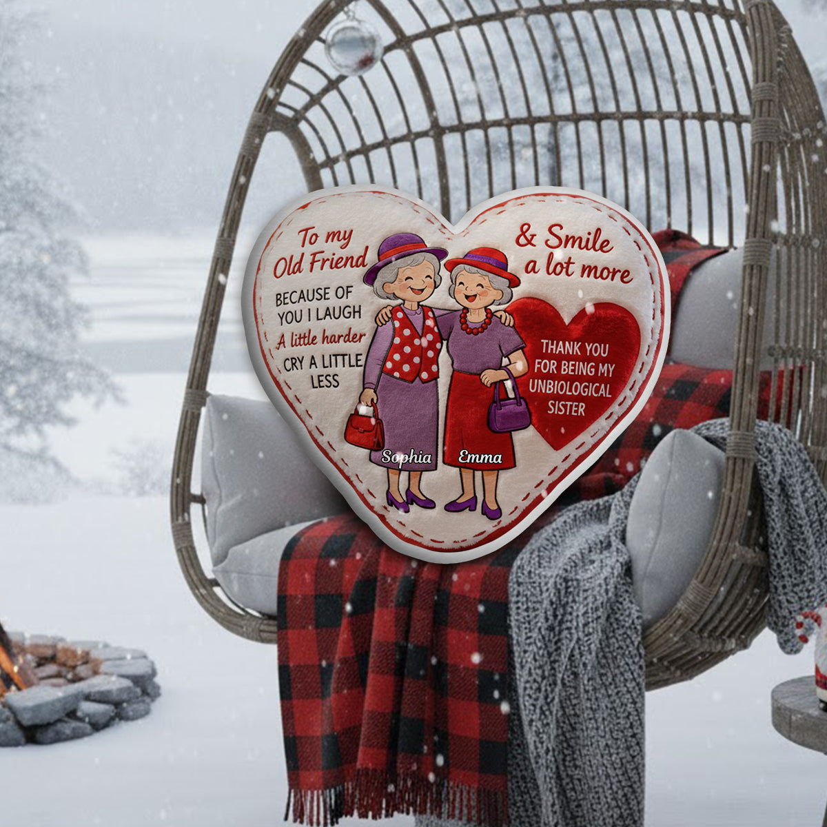 Old Friends - Personalized Bestie Faux Fur Shaped Pillow