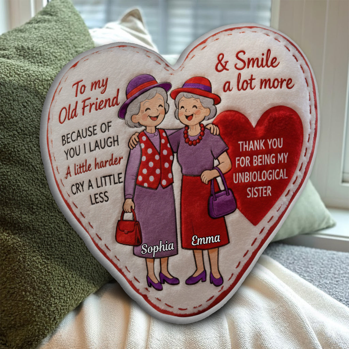 Old Friends - Personalized Bestie Faux Fur Shaped Pillow