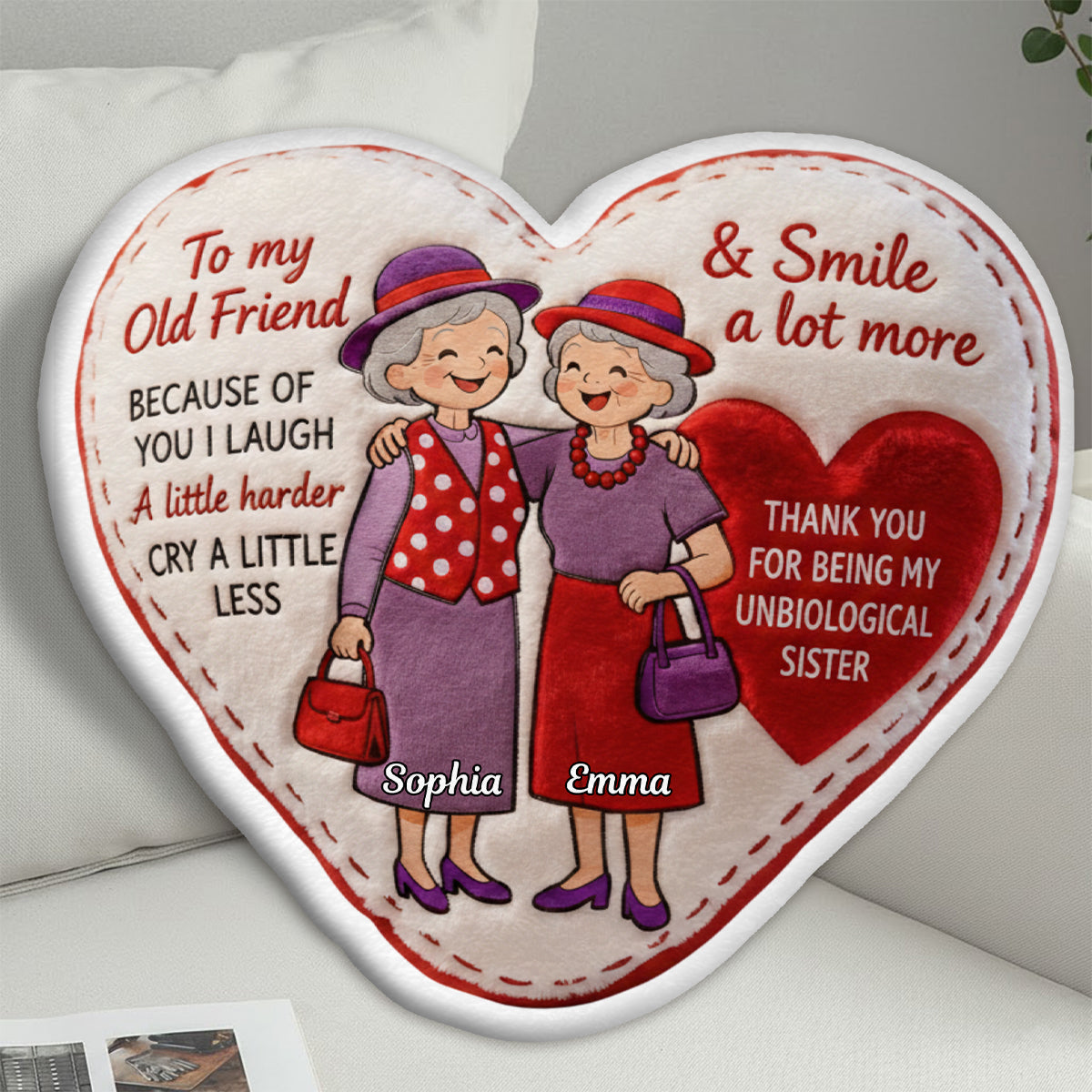 Old Friends - Personalized Bestie Faux Fur Shaped Pillow