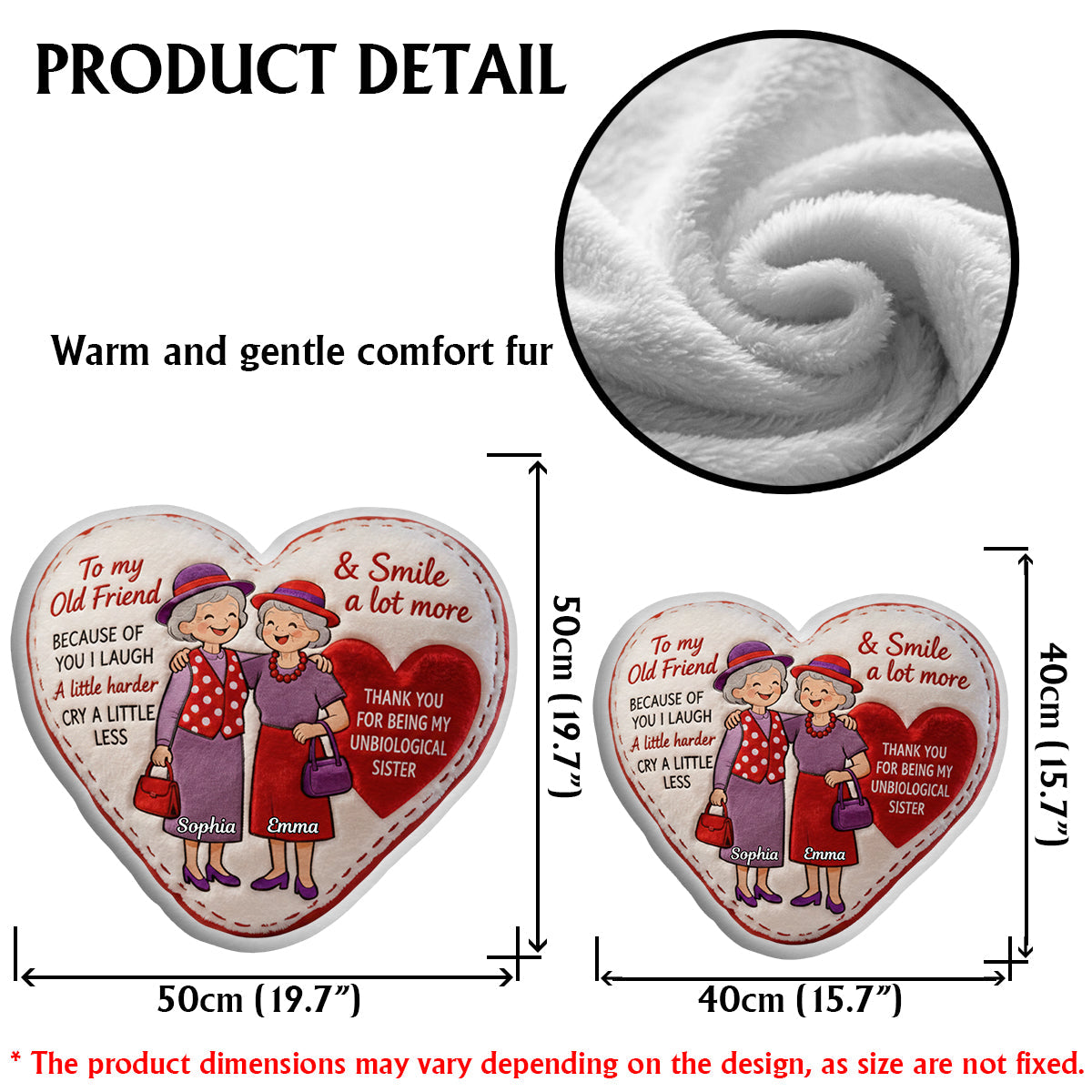 Old Friends - Personalized Bestie Faux Fur Shaped Pillow