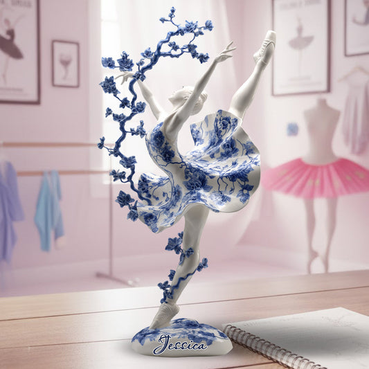 Geschenk für Balletttänzerinnen und Ballerinen – personalisierte Acrylplakette in individueller Ballettform