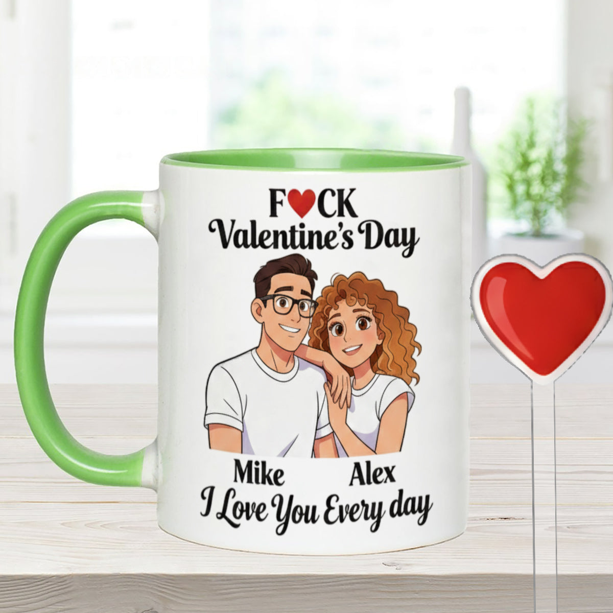 Custom From Any Photo, Couple Gift - Personalized Couple Set Accent Mug with Acrylic Stirrers