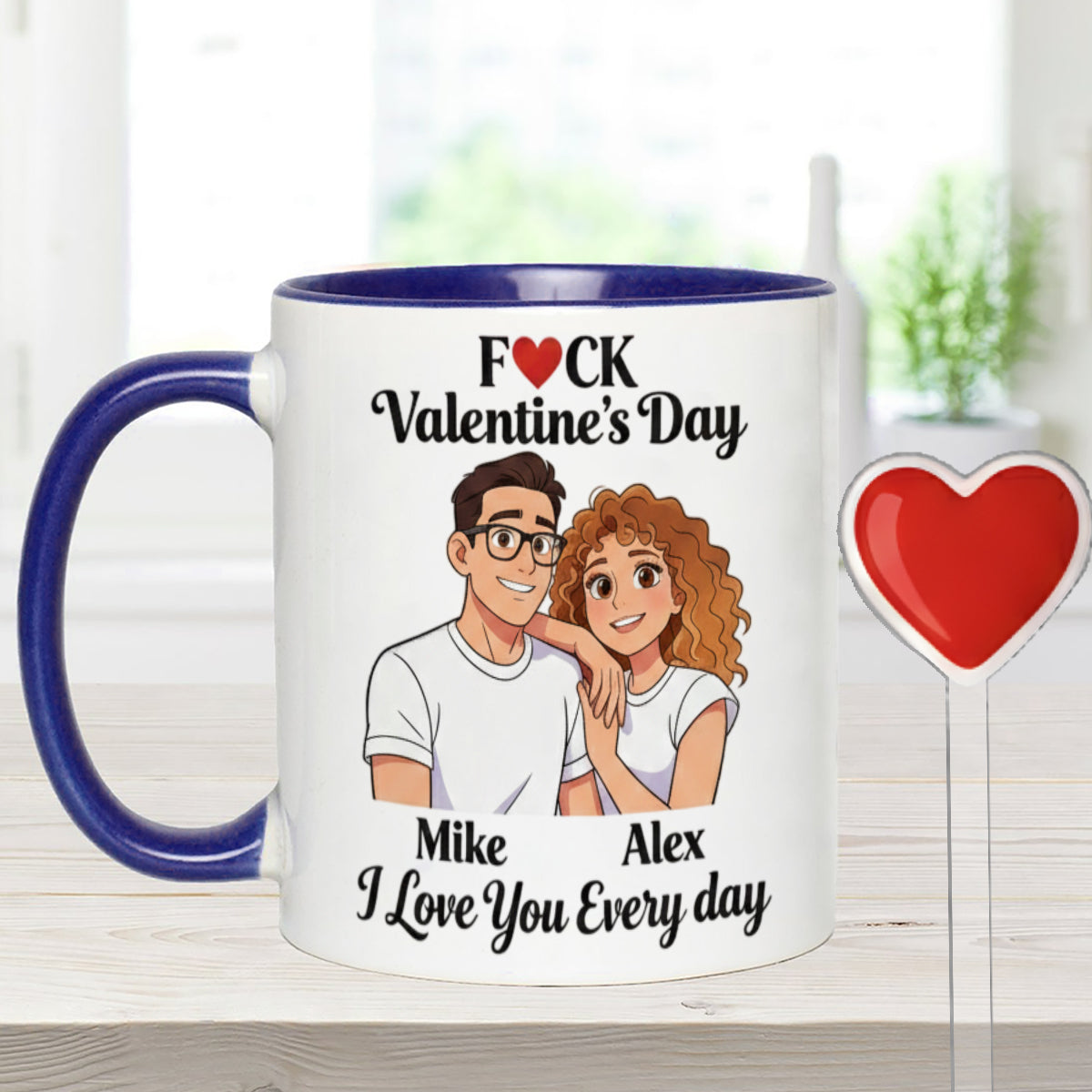 Custom From Any Photo, Couple Gift - Personalized Couple Set Accent Mug with Acrylic Stirrers