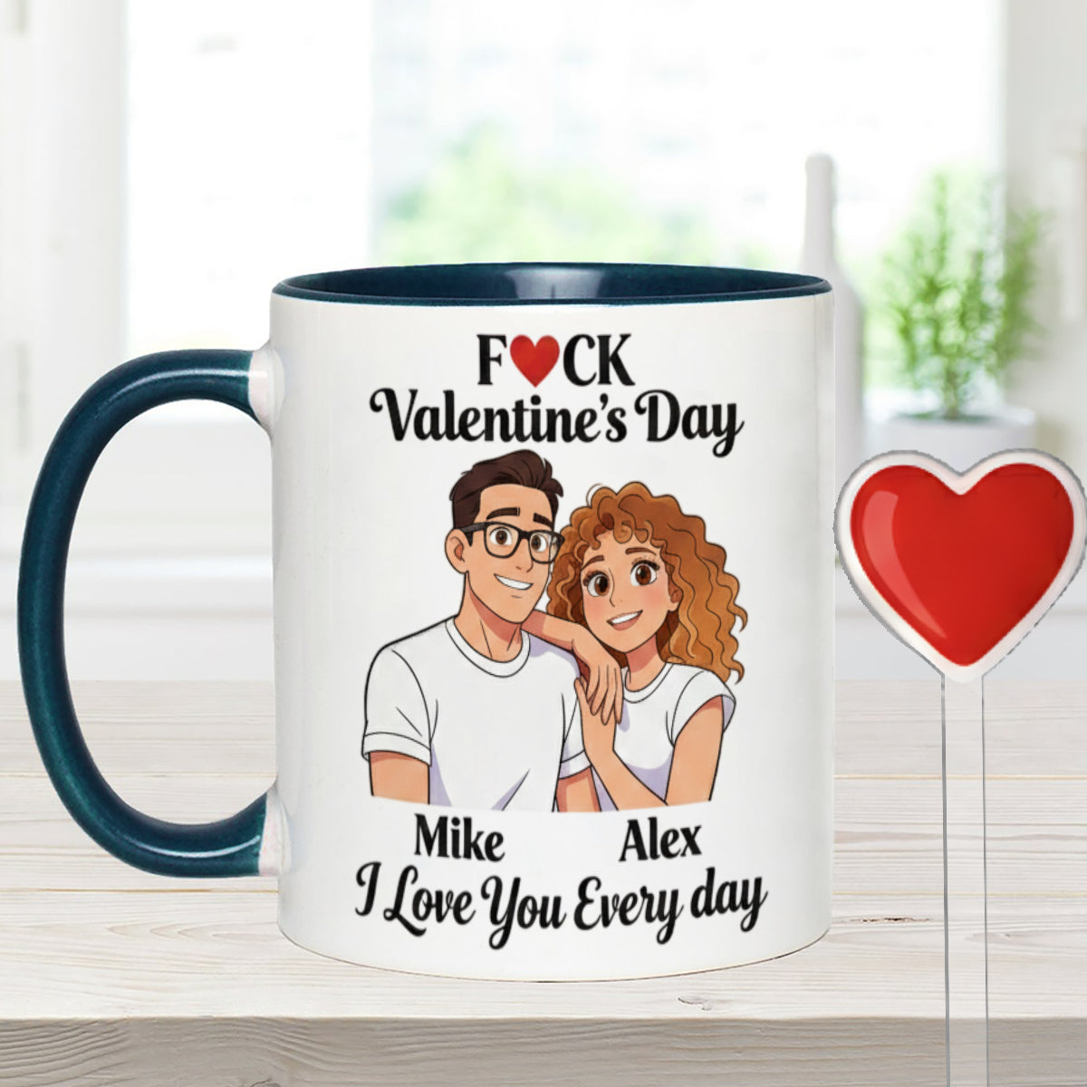 Custom From Any Photo, Couple Gift - Personalized Couple Set Accent Mug with Acrylic Stirrers