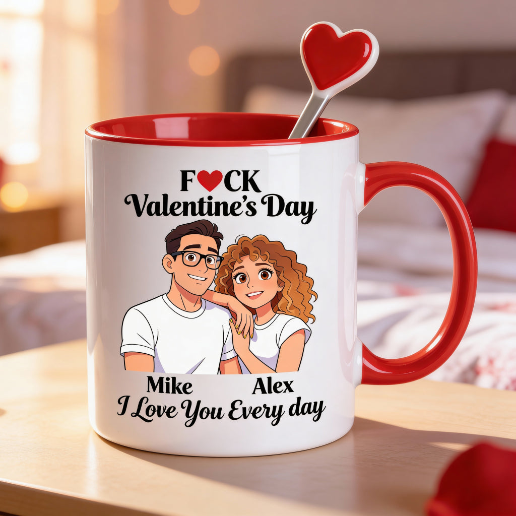 Custom From Any Photo, Couple Gift - Personalized Couple Set Accent Mug with Acrylic Stirrers