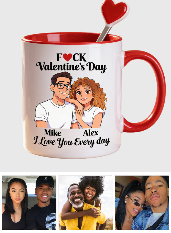 Custom From Any Photo, Couple Gift - Personalized Couple Set Accent Mug with Acrylic Stirrers