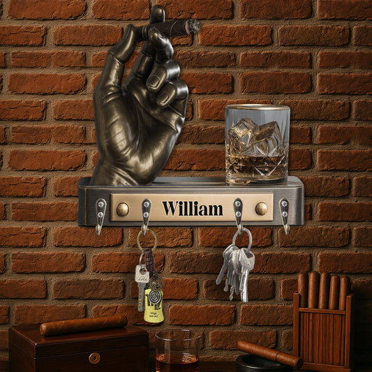 Whisky und Zigarre – Personalisierter, individuell geformter Whisky-Hängehalter