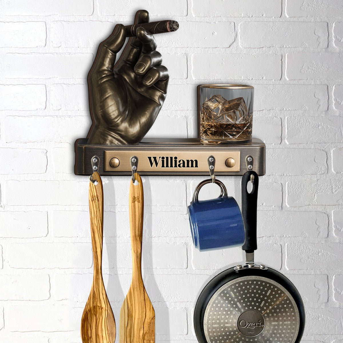 Whisky und Zigarre – Personalisierter, individuell geformter Whisky-Hängehalter