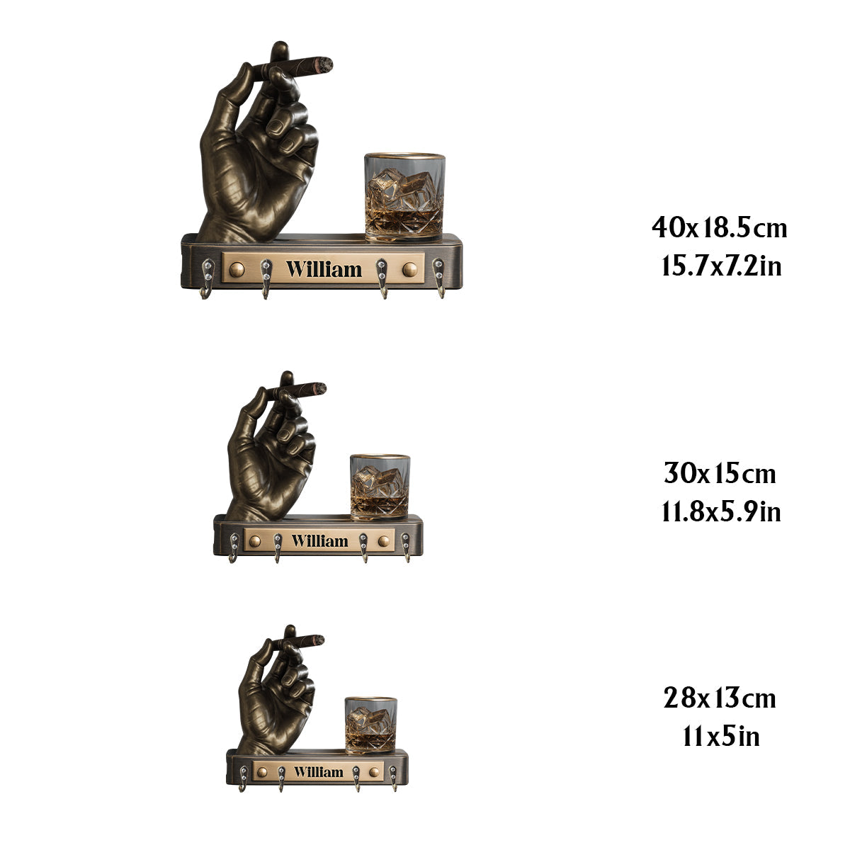 Whisky und Zigarre – Personalisierter, individuell geformter Whisky-Hängehalter